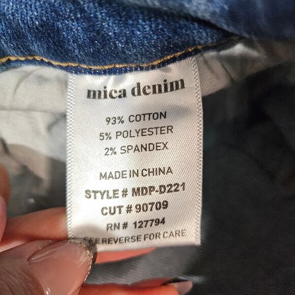 Mica Los Angeles High Rise Criss Cross Flare Jeans - Picture 8 of 8